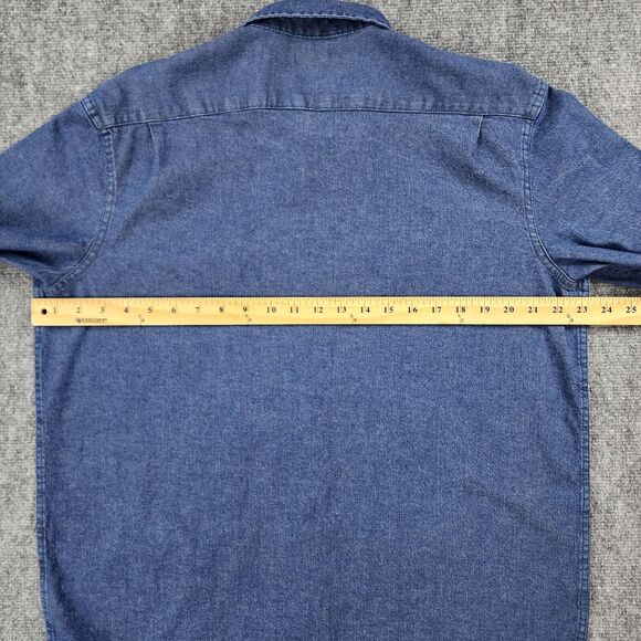 Wrangler Shirt Mens Large Blue Denim Long Sleeve Button Up Western Ranch Work - Picture 5 of 16